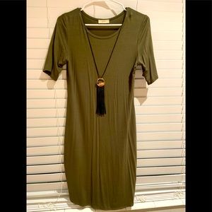 Green olive dress.